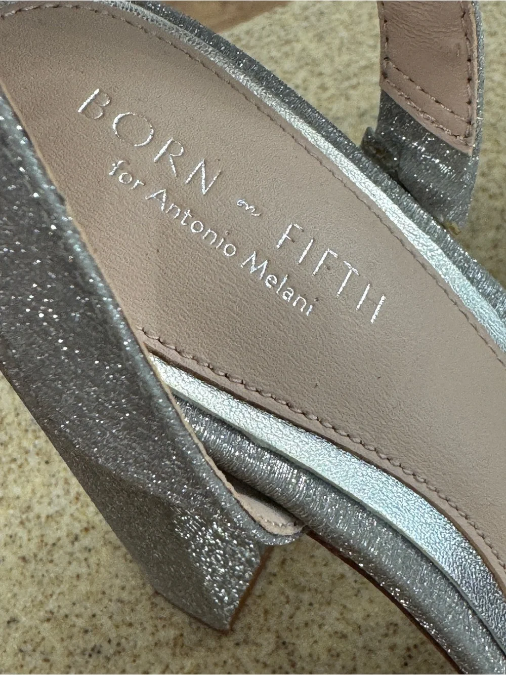 Born On Fifth Antonio Melani Silver Glitter Sparkle Platform Heels 8.5 New $129